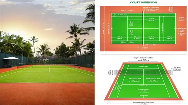 ابعاد زمین تنیس بر اساس استاندارد ITF | طول، عرض و فضای اطراف زمین